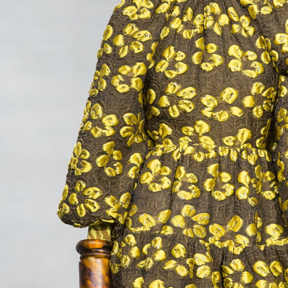 Ulla Johnson Puff Sleeve Silk-blend 'Allegra'  Jacquard Dress - Picture 2 of 5